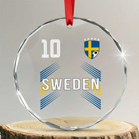 Sweden Soccer Sports Graphic Number 10 Jersey Style Crystal Glass Ornament Proud Swedish Football Fans Game Day Pride