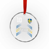 Sweden Soccer Sports Graphic Number 10 Jersey Style Crystal Glass Ornament Proud Swedish Football Fans Game Day Pride