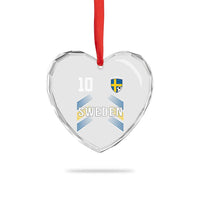Sweden Soccer Sports Graphic Number 10 Jersey Style Heart Crystal Glass Ornament Proud Swedish Football Fans Game Day Pride