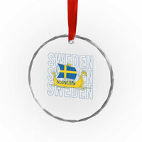Swedish Viking Ship Sverige Sweden Flag Boat Viking Crystal Glass Ornament