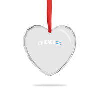 Sweet Chicago Flag Red Six Pointed Stars Heart Crystal Glass Ornament