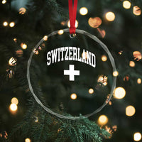 Switzerland Flag Vintage Crystal Glass Ornament Swiss Retro Vintage