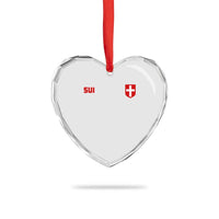 Switzerland Heart Crystal Glass Ornament Vintage Retro Swiss Flag