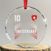 Switzerland Soccer Sports Graphic Number 10 Jersey Style Crystal Glass Ornament Proud Swiss Football Fans Game Day Pride