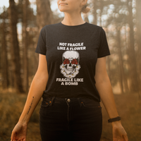 Not Fragile Like A Flower Fragile Like A Bomb Floral Skull T-Shirt - Wonder Print Shop