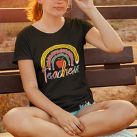 Teacher T Shirt Teacher Teach Love Inspire Rainbow Pencil Back To School - Wonder Print Shop