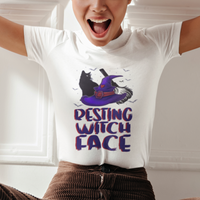 Funny Witch T Shirt Resting Witch Face With Black Cat - Wonder Print Shop