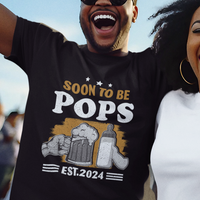 Soon to be Pops 2024 New Daddy Announcement T Shirt - Wonder Print Shop