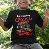 Crush Kindergarten T Shirt For Kid Monster Truck I'm Ready First Day Back To School - Wonder Print Shop