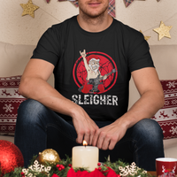 Christmas T Shirt Sleigher Santa Heavy Mental Music - Wonder Print Shop