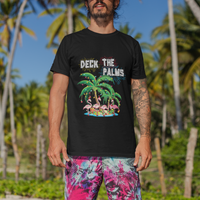 Christmas In Hawaii T Shirt Deck the Palms Firework Merry Christmas Flamingo - Wonder Print Shop