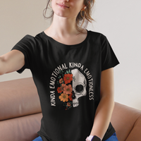 Mental Health Matters T Shirt Kinda Emotional Kinda Emotionless Floral Skull Inspirational - Wonder Print Shop