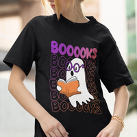 Halloween Reading T Shirt Booooks Cute Ghost Nerd Boo Sheet - Wonder Print Shop