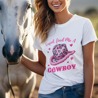 Valentine's Day T Shirt Cupid Find Me A Cowboy Western Heart Leopard Hat - Wonder Print Shop