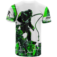 Custom BigfooT Shirt Bigfoot Fishing Sasquatch And Fishing Rod Sun Protection Shirt Green - Wonder Print Shop