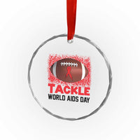Tackle World AIDS Day Crystal Glass Ornament Football HIV Awareness Red Ribbon TS12