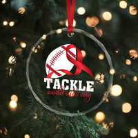 Tackle World AIDS Day Crystal Glass Ornament Red Ribbon Football Awareness Gift - Wonder Print Shop