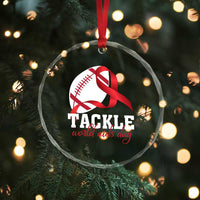 Tackle World AIDS Day Crystal Glass Ornament Red Ribbon Football Awareness Gift TS12