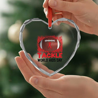Tackle World AIDS Day Heart Crystal Glass Ornament Football HIV Awareness Red Ribbon - Wonder Print Shop