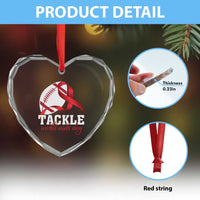 Tackle World AIDS Day Heart Crystal Glass Ornament Red Ribbon Football Awareness Gift - Wonder Print Shop