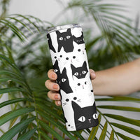 Funny Black Cat Skinny Tumbler It's Fine I'm Fine Everything Is Fine Burnt Cat Meme - Wonder Print Shop