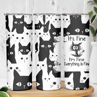 Funny Black Cat Skinny Tumbler It's Fine I'm Fine Everything Is Fine Burnt Cat Meme - Wonder Print Shop