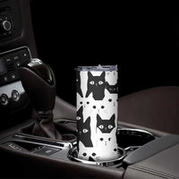 Funny Black Cat Skinny Tumbler It's Fine I'm Fine Everything Is Fine Burnt Cat Meme - Wonder Print Shop