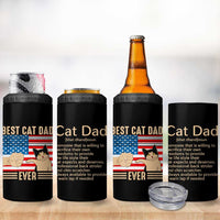 Funny Cat Dad 4 in 1 Can Cooler Tumbler Best Cat Dad Ever Definition American Flag Fist Bump - Wonder Print Shop