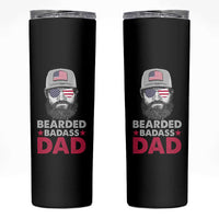 Bearded Dad Skinny Tumbler Cool Patriotic American Papa US Flag Vintage - Wonder Print Shop