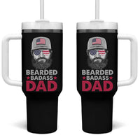 Bearded Dad Tumbler With Handle Cool Patriotic American Papa US Flag Vintage - Wonder Print Shop