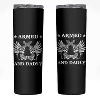 Funny Western Dad Skinny Tumbler Armed And Dadly American Fathers Vintage Retro - Wonder Print Shop