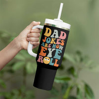 Funny Dad Tumbler With Handle Dad Jokes Are How Eye Roll Father's Day - Wonder Print Shop