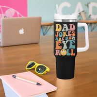 Funny Dad Tumbler With Handle Dad Jokes Are How Eye Roll Father's Day - Wonder Print Shop