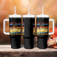 Dad Joke Tumbler With Handle I Keep All My Dad Jokes In A Dad-A-Base Father's Day - Wonder Print Shop