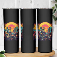 Retro Sunset Urban City Graphic Motorcycle Skinny Tumbler Motorcyclist Gift Biker Rider For Dad Husband Boyfriend Uncle