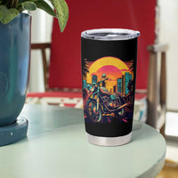 Retro Sunset Urban City Graphic Motorcycle Tumbler Cup Motorcyclist Gift Biker Rider For Dad Husband Boyfriend Uncle