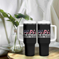 Patriotic Dad Tumbler With Handle Papa The Veteran The Myth The Legend American Flag Dog Tags - Wonder Print Shop