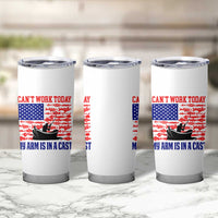 Funny Fishing Tumbler Cup I Can't Work Today My Arm Is In A Cast Fisherman US Flag - Wonder Print Shop
