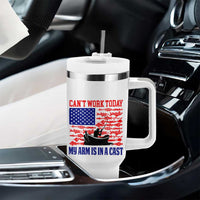 Funny Fishing Tumbler With Handle I Can't Work Today My Arm Is In A Cast Fisherman US Flag - Wonder Print Shop