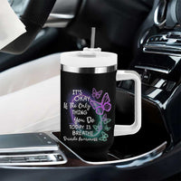 Suicide Prevention Awareness Tumbler With Handle Teal Purple Butterfly It's Ok If The Only Thing You Do Today Is Breathe - Wonder Print Shop