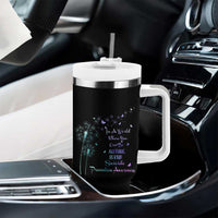 Suicide Prevention Awareness Tumbler With Handle Teal Purple Gradient Dandelions In A World Be Kind - Wonder Print Shop
