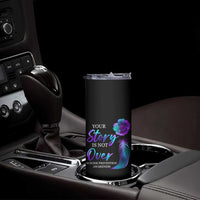 Suicide Prevention Awareness Skinny Tumbler Teal Purple Gradient Floral Semicolon Your Story Is Not Over Stay - Wonder Print Shop