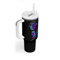 Suicide Prevention Awareness Tumbler With Handle Teal Purple Floral Semicolon It's Ok To Not Be Ok - Wonder Print Shop