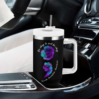 Suicide Prevention Awareness Tumbler With Handle Teal Purple Floral Semicolon It's Ok To Not Be Ok - Wonder Print Shop