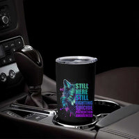 Suicide Prevention Awareness Tumbler Cup Teal Purple Motivational Wolf Still Here Still Fighting - Wonder Print Shop