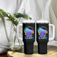 Suicide Prevention Awareness Tumbler With Handle Teal Purple Elephant Sunflower Stay The World Needs You In It - Wonder Print Shop