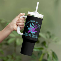 Suicide Prevention Awareness Tumbler With Handle In September We Wear Teal Purple Ribbon Support - Wonder Print Shop