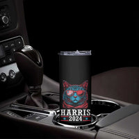 Harris 2024 Skinny Tumbler Childless Cat Lady For President American Flag - Wonder Print Shop