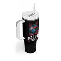 Harris 2024 Tumbler With Handle Childless Cat Lady For President American Flag - Wonder Print Shop