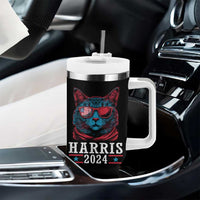 Harris 2024 Tumbler With Handle Childless Cat Lady For President American Flag - Wonder Print Shop
